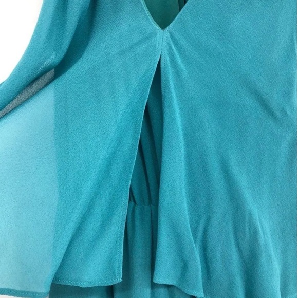 100% Silk Babaton midi/maxi dress in teal/ dark sea foam - Picture 2 of 7